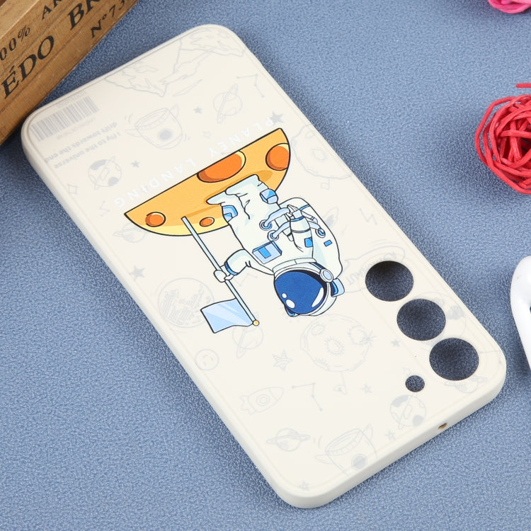 For Samsung Galaxy A81 Astronaut Pattern Silicone Straight Edge Phone Case(Planet Landing-White) - free shipping - PMC TechLife - Order now!