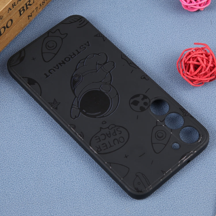 For Samsung Galaxy A73 5G Astronaut Pattern Silicone Straight Edge Phone Case(Flying Astronaut-Black) - free shipping - PMC TechLife - Order now!