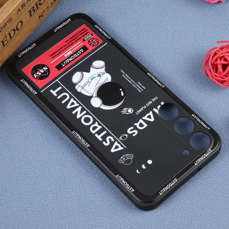 For Samsung Galaxy A50 Astronaut Pattern Silicone Straight Edge Phone Case(Mars Astronaut-Black) - free shipping - PMC TechLife - Order now!
