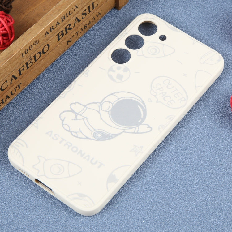 For Samsung Galaxy A50 Astronaut Pattern Silicone Straight Edge Phone Case(Flying Astronaut-White) - free shipping - PMC TechLife - Order now!