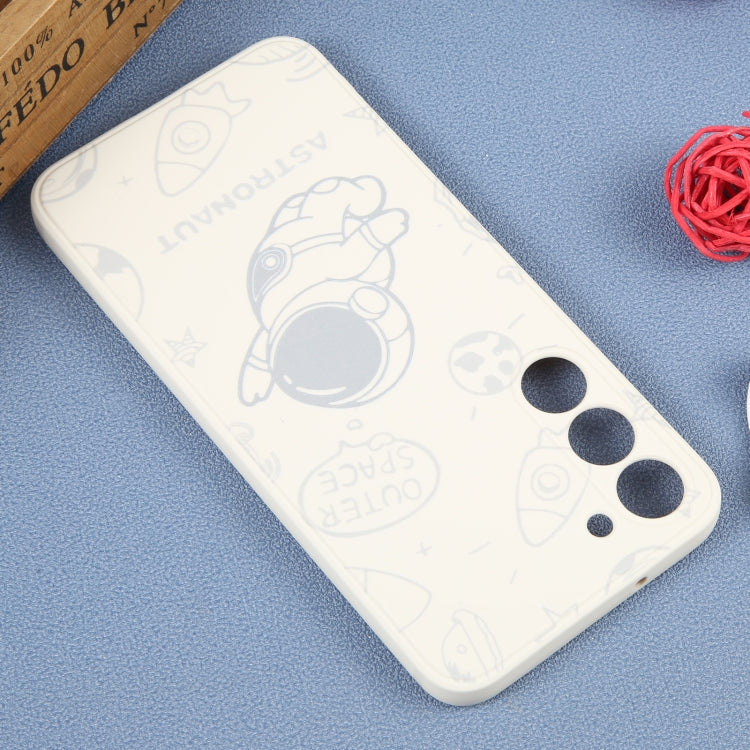 For Samsung Galaxy A50 Astronaut Pattern Silicone Straight Edge Phone Case(Flying Astronaut-White) - free shipping - PMC TechLife - Order now!