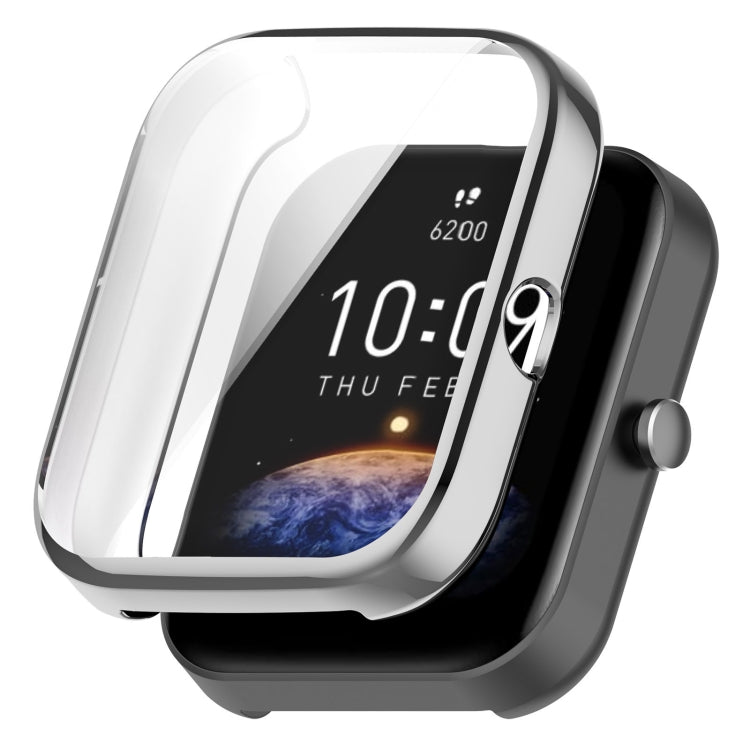 For Amazfit Bip 3 / Bip 3 Pro Universal Full Coverage TPU Electroplating Watch Protective Case(Silver) - Watch Cases by PMC TechLife | Online Shopping South Africa | PMC TechLife