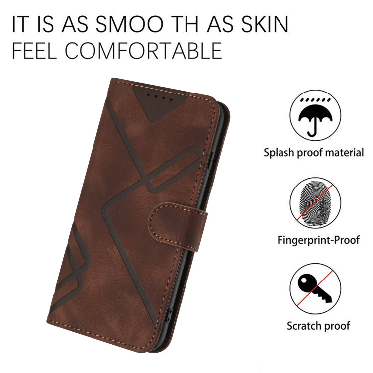 For Samsung Galaxy S21 5G Line Pattern Skin Feel Leather Phone Case(Coffee) - free shipping - PMC TechLife - Order now!