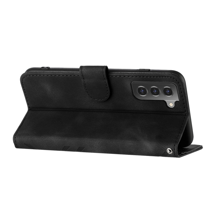For Samsung Galaxy S21+ 5G Line Pattern Skin Feel Leather Phone Case(Black) - free shipping - PMC TechLife - Order now!