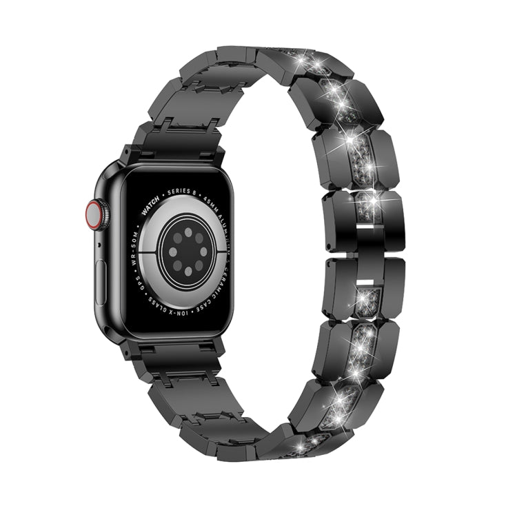 Diamond Metal Watch Band For Apple Watch 8 45mm(Black) - Watch Bands by PMC Jewellery | Online Shopping South Africa | PMC Jewellery