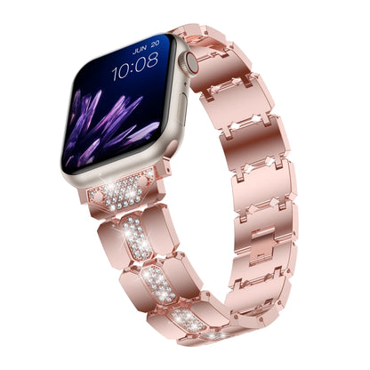 Diamond Metal Watch Band For Apple Watch SE 2022 44mm(Pink) - Watch Bands by PMC Jewellery | Online Shopping South Africa | PMC Jewellery