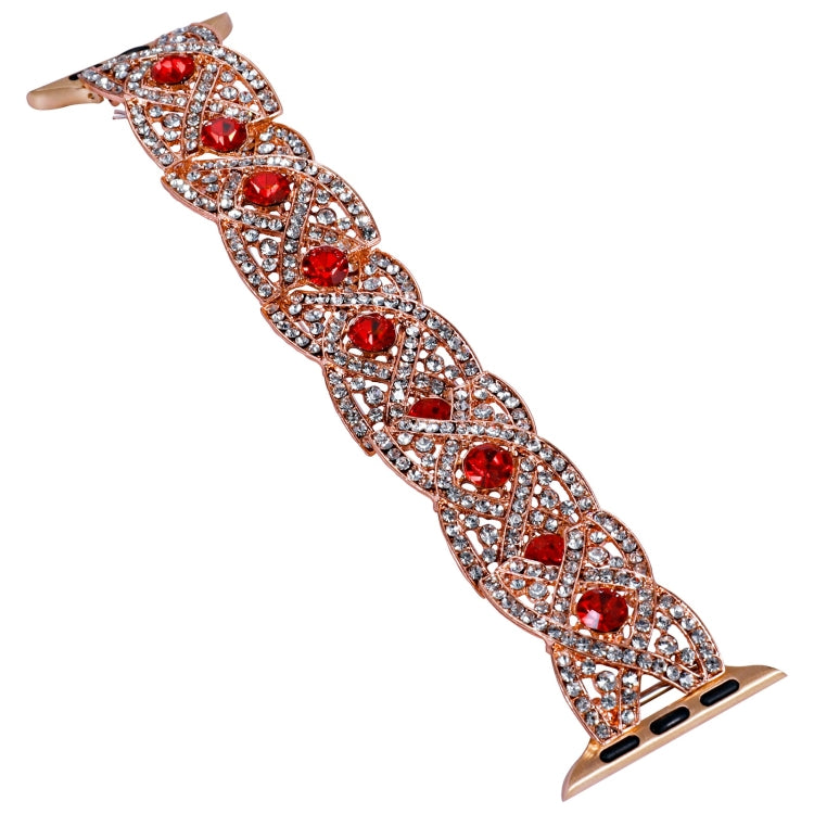 Diamonds Twist Metal Watch Band For Apple Watch 8 41mm(Rose Gold Red) - Watch Bands by PMC Jewellery | Online Shopping South Africa | PMC Jewellery