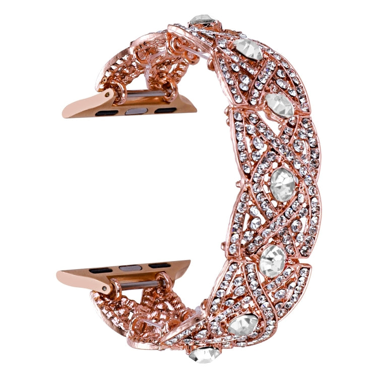 Diamonds Twist Metal Watch Band For Apple Watch 8 41mm(Rose Gold White) - Watch Bands by PMC Jewellery | Online Shopping South Africa | PMC Jewellery