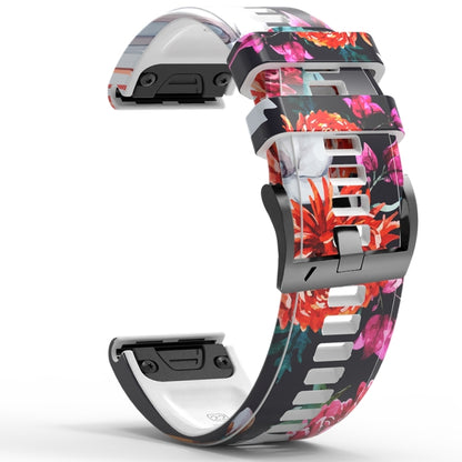 For Garmin  Tactix 7 Pro / Fenix 7X / 6X Pro Printing Quick Release Silicone Watch Band(Flower) - Watch Bands by PMC Jewellery | Online Shopping South Africa | PMC Jewellery