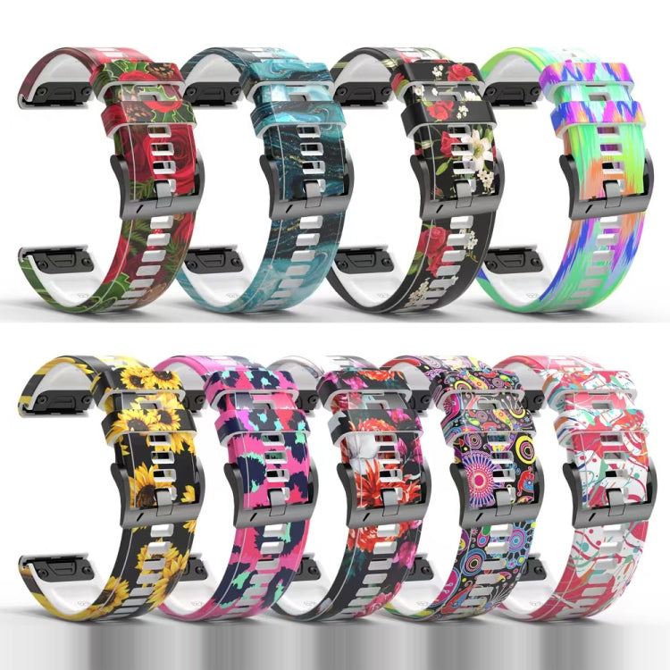 For Garmin  Tactix 7 Pro / Fenix 7X / 6X Pro Printing Quick Release Silicone Watch Band(Graffiti) - Watch Bands by PMC Jewellery | Online Shopping South Africa | PMC Jewellery