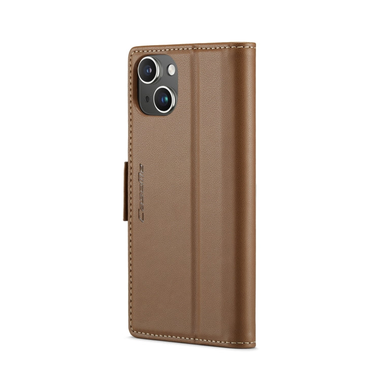 For iPhone 14 CaseMe 023 Butterfly Buckle Litchi Texture RFID Anti-theft Leather Phone Case(Brown) - iPhone 14 Cases by CaseMe | Online Shopping South Africa | PMC Jewellery