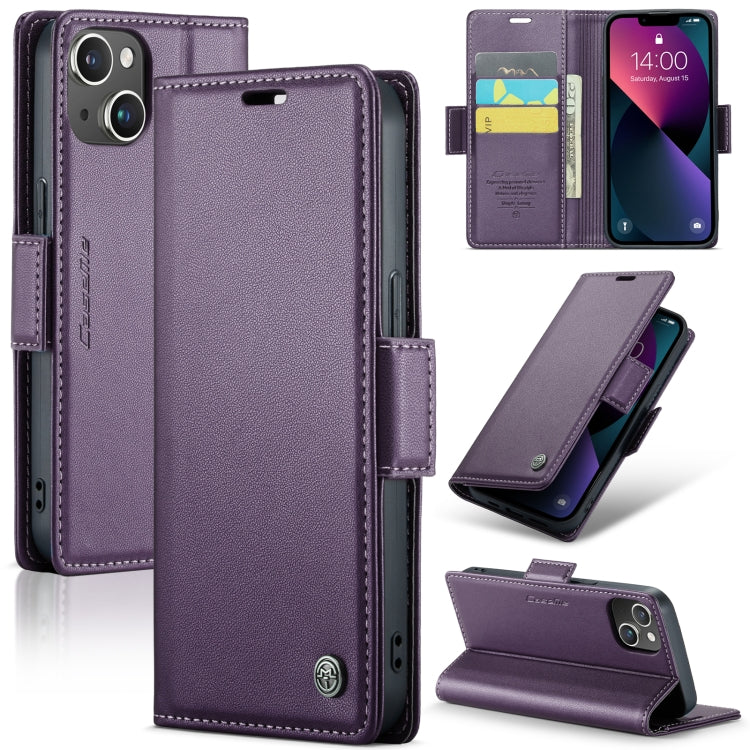 For iPhone 14 Plus CaseMe 023 Butterfly Buckle Litchi Texture RFID Anti-theft Leather Phone Case(Pearly Purple) - iPhone 14 Plus Cases by CaseMe | Online Shopping South Africa | PMC Jewellery