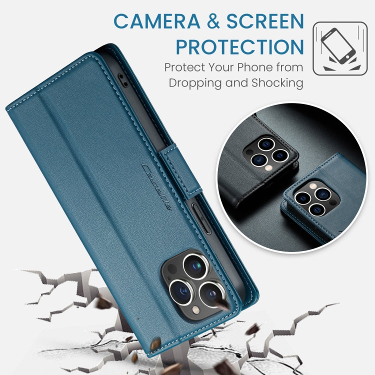 For iPhone 14 Pro Max CaseMe 023 Butterfly Buckle Litchi Texture RFID Anti-theft Leather Phone Case(Blue) - iPhone 14 Pro Max Cases by CaseMe | Online Shopping South Africa | PMC Jewellery