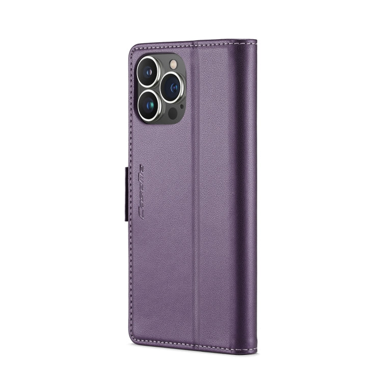 For iPhone 14 Pro Max CaseMe 023 Butterfly Buckle Litchi Texture RFID Anti-theft Leather Phone Case(Pearly Purple) - iPhone 14 Pro Max Cases by CaseMe | Online Shopping South Africa | PMC Jewellery