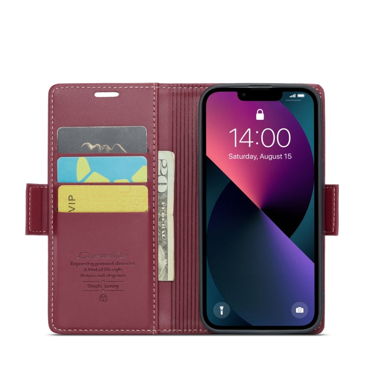 For iPhone 13 CaseMe 023 Butterfly Buckle Litchi Texture RFID Anti-theft Leather Phone Case(Wine Red) - iPhone 13 Cases by CaseMe | Online Shopping South Africa | PMC Jewellery