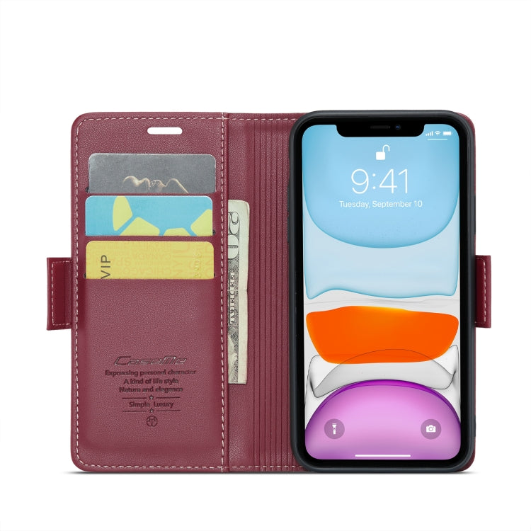 For iPhone 11 CaseMe 023 Butterfly Buckle Litchi Texture RFID Anti-theft Leather Phone Case(Wine Red) - iPhone 11 Cases by CaseMe | Online Shopping South Africa | PMC Jewellery