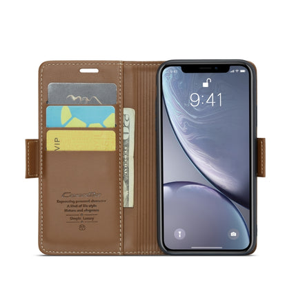 For iPhone XR CaseMe 023 Butterfly Buckle Litchi Texture RFID Anti-theft Leather Phone Case(Brown) - More iPhone Cases by CaseMe | Online Shopping South Africa | PMC Jewellery