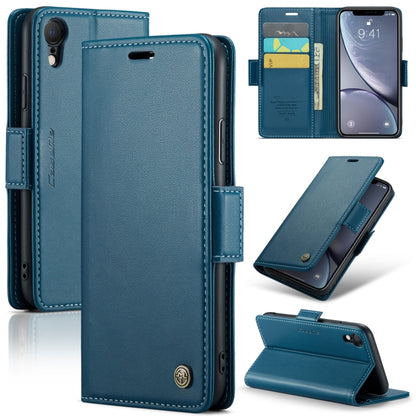 For iPhone XR CaseMe 023 Butterfly Buckle Litchi Texture RFID Anti-theft Leather Phone Case(Blue) - More iPhone Cases by CaseMe | Online Shopping South Africa | PMC Jewellery