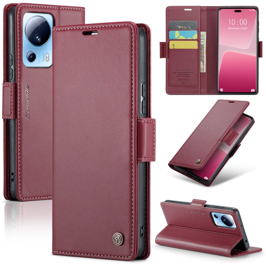 For Xiaomi 13 Lite CaseMe 023 Butterfly Buckle Litchi Texture RFID Anti-theft Leather Phone Case(Wine Red) - 13 Lite Cases by CaseMe | Online Shopping South Africa | PMC Jewellery