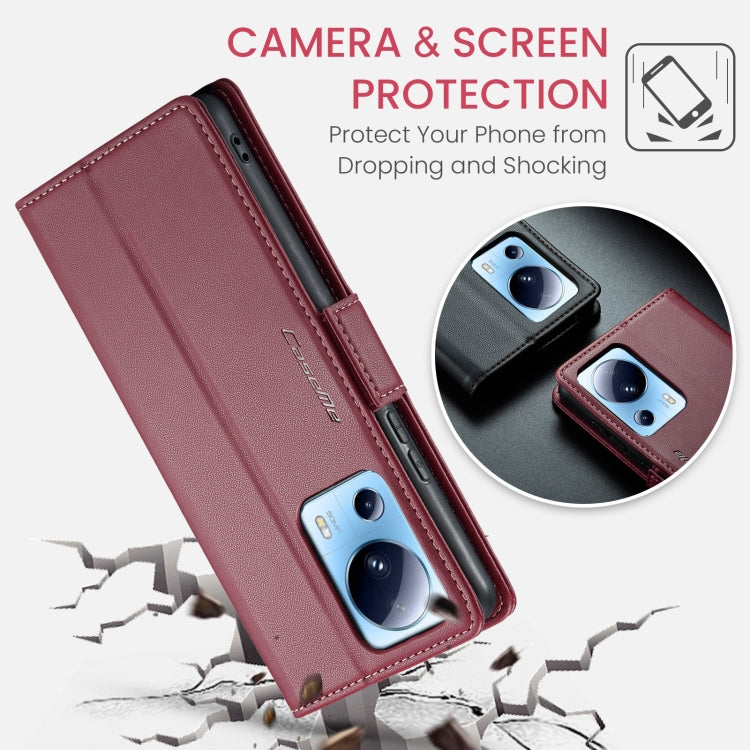 For Xiaomi 13 Lite CaseMe 023 Butterfly Buckle Litchi Texture RFID Anti-theft Leather Phone Case(Wine Red) - 13 Lite Cases by CaseMe | Online Shopping South Africa | PMC Jewellery