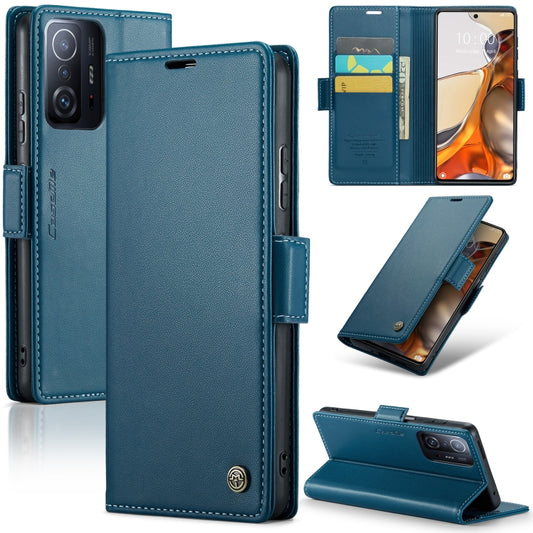 For Xiaomi 11T / 11T Pro CaseMe 023 Butterfly Buckle Litchi Texture RFID Anti-theft Leather Phone Case(Blue) - Xiaomi Cases by CaseMe | Online Shopping South Africa | PMC Jewellery