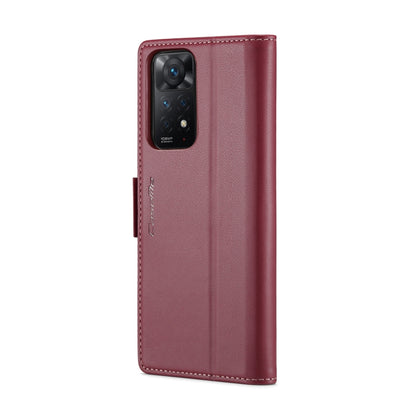 CaseMe 023 Butterfly Buckle Litchi Texture RFID Anti-theft Leather Phone Case For Xiaomi Redmi Note 11 Pro 5G Global/Redmi Note 11 Pro Global(Wine Red) - Redmi Note 11 Pro Case by CaseMe | Online Shopping South Africa | PMC Jewellery