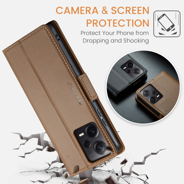 For Xiaomi Redmi Note 12 Pro+ 5G Global CaseMe 023 Butterfly Buckle Litchi Texture RFID Anti-theft Leather Phone Case(Brown) - Note 12 Pro+ Cases by CaseMe | Online Shopping South Africa | PMC Jewellery