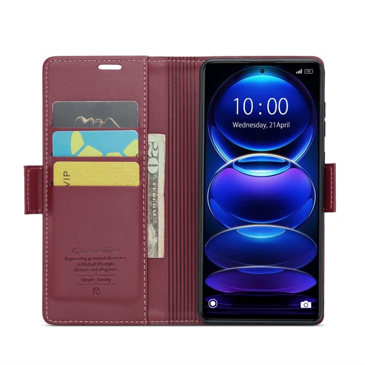 For Xiaomi Redmi Note 12 Pro+ 5G Global CaseMe 023 Butterfly Buckle Litchi Texture RFID Anti-theft Leather Phone Case(Wine Red) - Note 12 Pro+ Cases by CaseMe | Online Shopping South Africa | PMC Jewellery