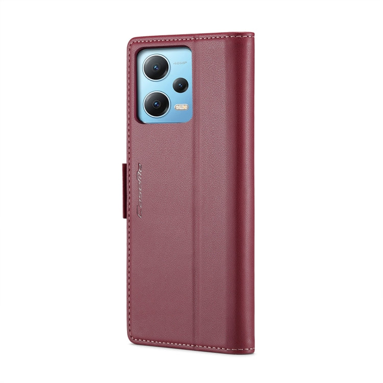 For Xiaomi Poco X5 5G/Redmi Note 12 5G Global CaseMe 023 Butterfly Buckle Litchi Texture RFID Anti-theft Leather Phone Case(Wine Red) - Xiaomi Cases by CaseMe | Online Shopping South Africa | PMC Jewellery