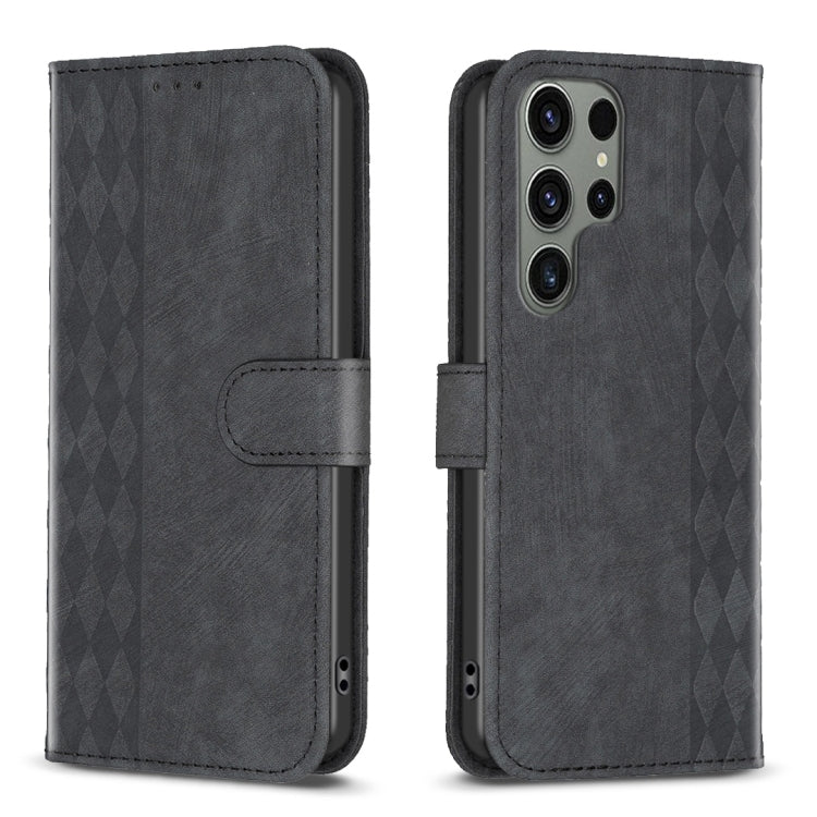 For Samsung Galaxy S23 Ultra 5G Plaid Embossed Leather Phone Case(Black) - free shipping - PMC TechLife - Order now!