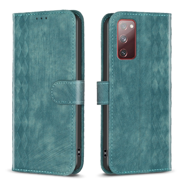 For Samsung Galaxy S20 FE Plaid Embossed Leather Phone Case(Green) - free shipping - PMC TechLife - Order now!