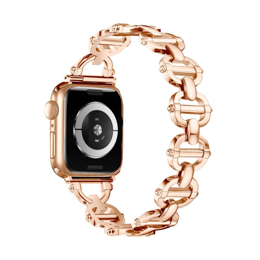 Ladder Buckle Metal Watch Band For Apple Watch Ultra 49mm(Rose Gold) - Watch Bands by PMC Jewellery | Online Shopping South Africa | PMC Jewellery