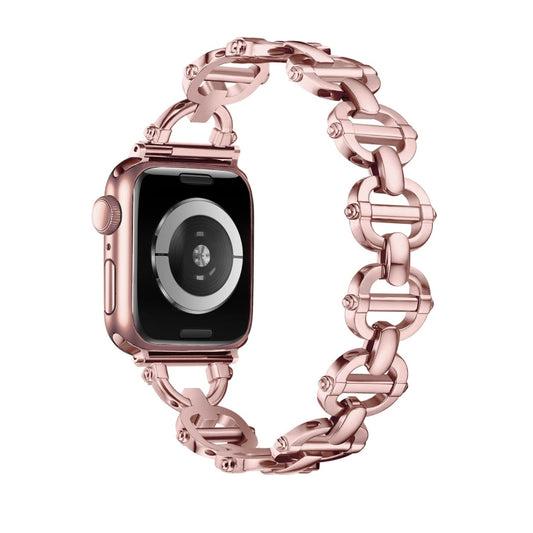 Ladder Buckle Metal Watch Band For Apple Watch 8 41mm(Pink) - Watch Bands by PMC Jewellery | Online Shopping South Africa | PMC Jewellery