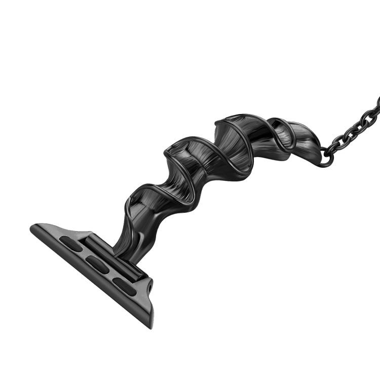 Ribbon Wave Metal Watch Band For Apple Watch 6 44mm(Black) - Watch Bands by PMC TechLife | Online Shopping South Africa | PMC TechLife
