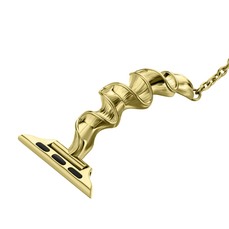 Ribbon Wave Metal Watch Band For Apple Watch 42mm(Gold) - Watch Bands by PMC TechLife | Online Shopping South Africa | PMC TechLife