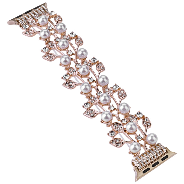 Four-leaf Bead Metal Watch Band For Apple Watch 7 45mm(Rose Gold) - Watch Bands by PMC TechLife | Online Shopping South Africa | PMC TechLife
