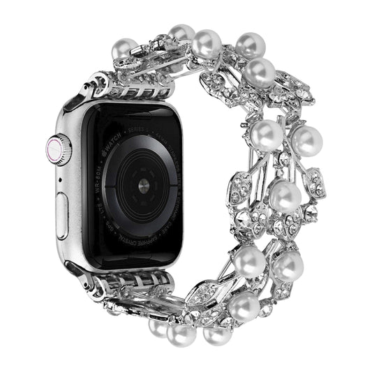 Four-leaf Bead Metal Watch Band For Apple Watch SE 2022 44mm(Silver) - Watch Bands by PMC Jewellery | Online Shopping South Africa | PMC Jewellery