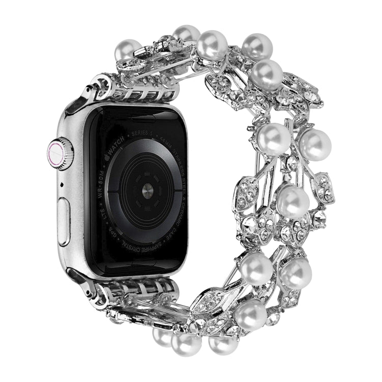 Four-leaf Bead Metal Watch Band For Apple Watch 6 40mm(Silver) - Watch Bands by PMC TechLife | Online Shopping South Africa | PMC TechLife
