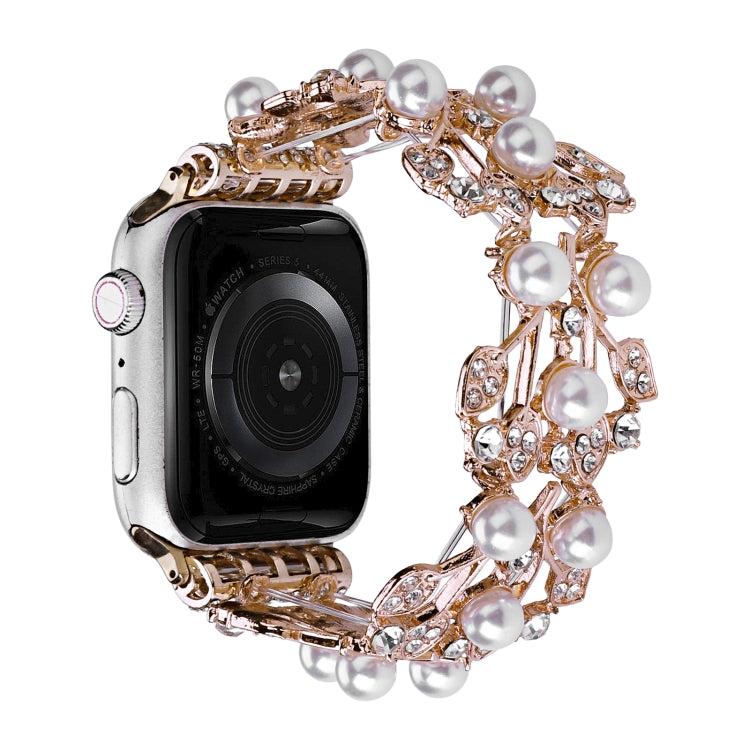 Four-leaf Bead Metal Watch Band For Apple Watch 4 40mm(Rose Gold) - Watch Bands by PMC TechLife | Online Shopping South Africa | PMC TechLife