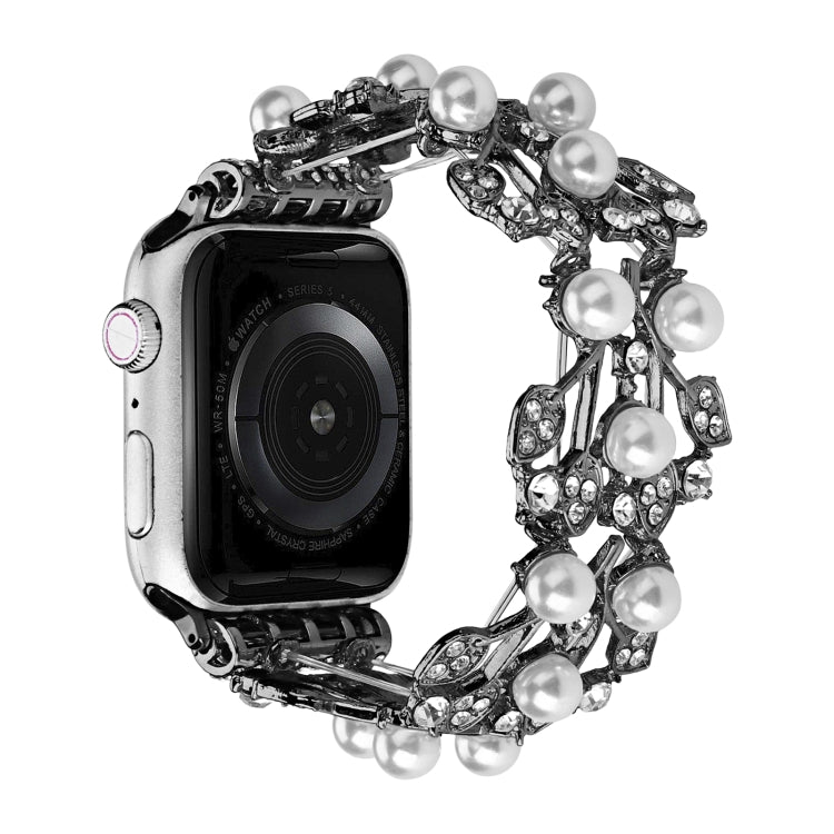 Four-leaf Bead Metal Watch Band For Apple Watch 4 40mm(Black) - Watch Bands by PMC TechLife | Online Shopping South Africa | PMC TechLife