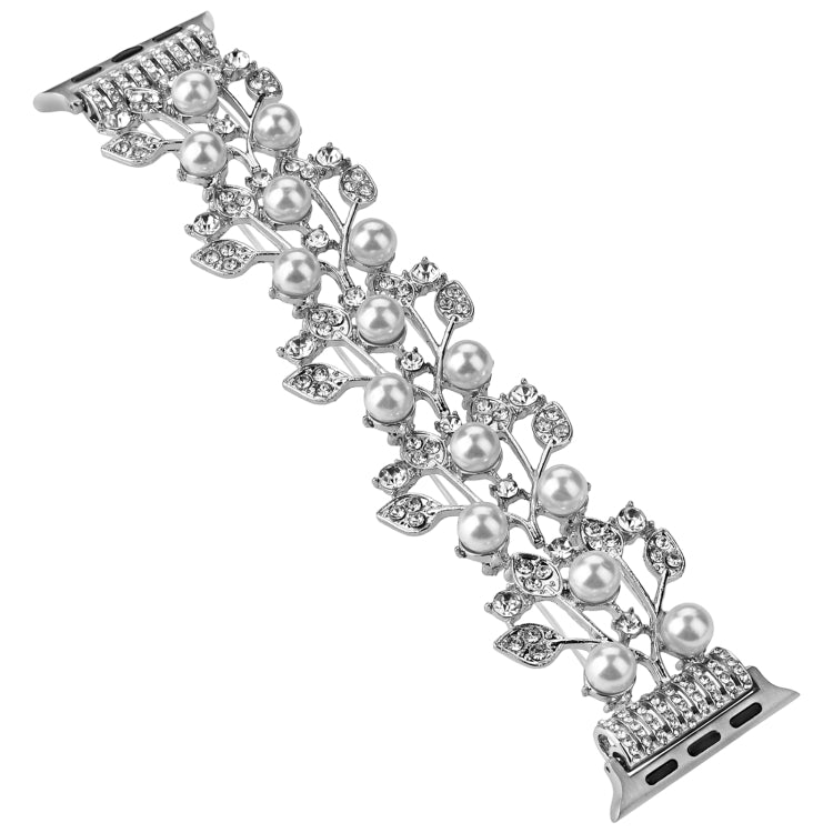 Four-leaf Bead Metal Watch Band For Apple Watch 3 38mm(Silver) - Watch Bands by PMC Jewellery | Online Shopping South Africa | PMC Jewellery