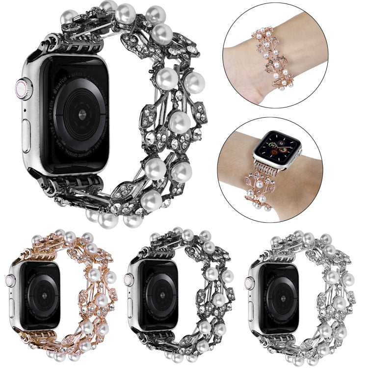 Four-leaf Bead Metal Watch Band For Apple Watch 6 40mm(Black) - Watch Bands by PMC TechLife | Online Shopping South Africa | PMC TechLife