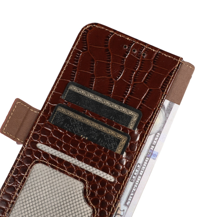 For Xiaomi Redmi 12 Crocodile Top Layer Cowhide Leather Phone Case(Brown) - Xiaomi Cases by PMC TechLife | Online Shopping South Africa | PMC TechLife