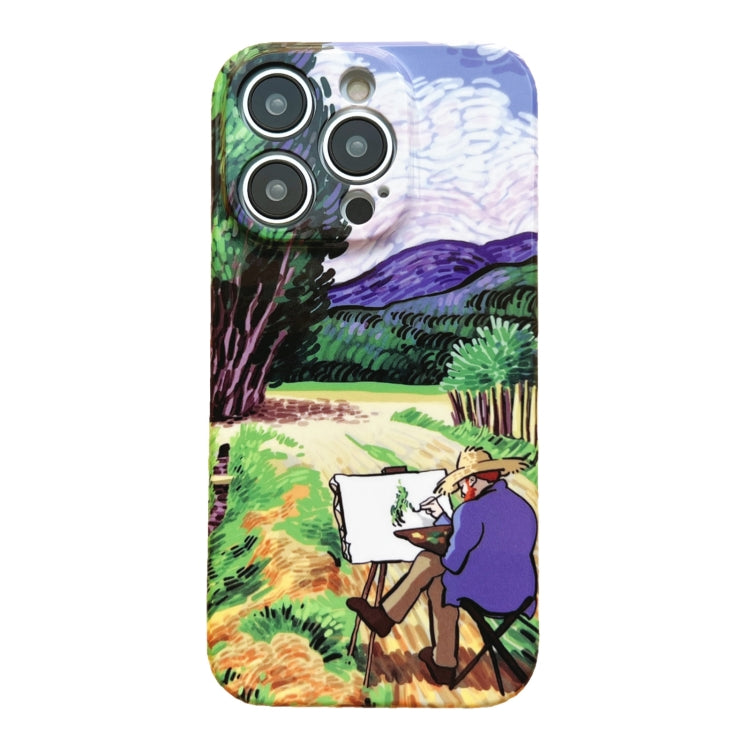 For iPhone 12 Precise Hole Oil Painting Pattern PC Phone Case(Painting) - iPhone 12 / 12 Pro Cases by PMC TechLife | Online Shopping South Africa | PMC TechLife