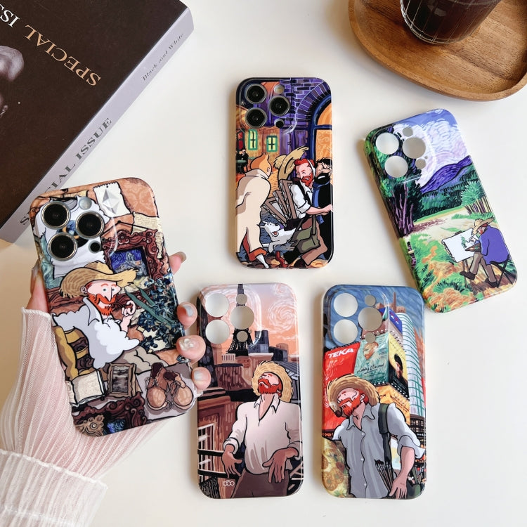For iPhone 12 Precise Hole Oil Painting Pattern PC Phone Case(Tobacco Pipe) - iPhone 12 / 12 Pro Cases by PMC TechLife | Online Shopping South Africa | PMC TechLife