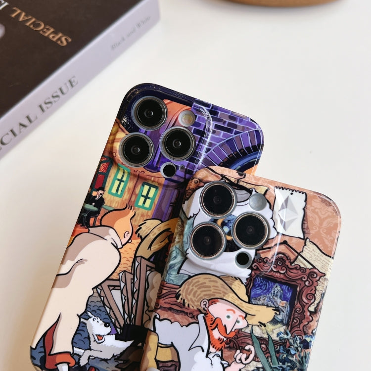 For iPhone 12 Pro Max Precise Hole Oil Painting Pattern PC Phone Case(Edifice) - iPhone 12 Pro Max Cases by PMC TechLife | Online Shopping South Africa | PMC TechLife