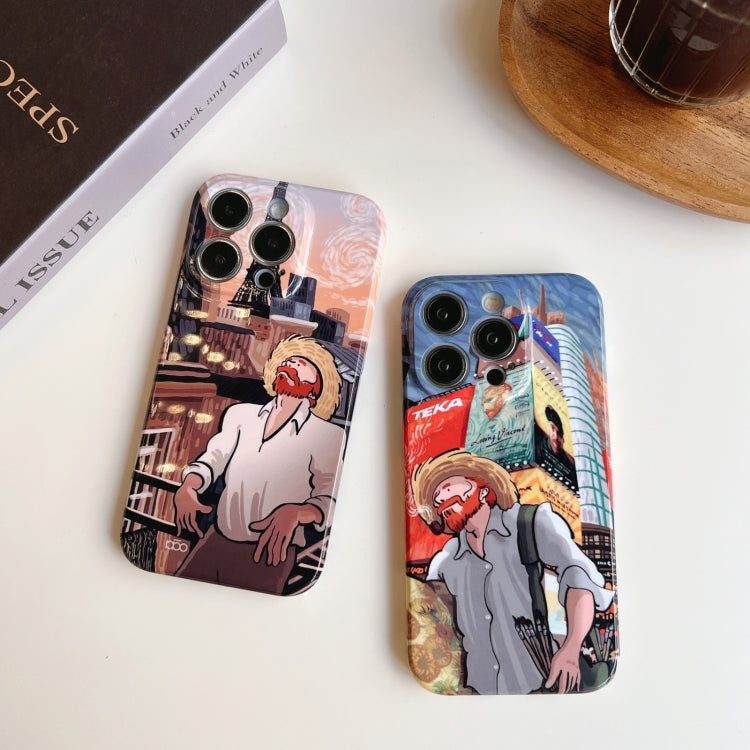 For iPhone 14 Plus Precise Hole Oil Painting Pattern PC Phone Case(Puppy) - iPhone 14 Plus Cases by PMC Jewellery | Online Shopping South Africa | PMC Jewellery