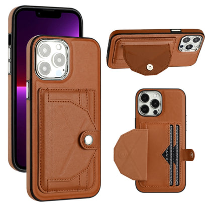 For iPhone 14 Pro Max Shockproof Leather Phone Case with Card Holder(Brown) - iPhone 14 Pro Max Cases by PMC Jewellery | Online Shopping South Africa | PMC Jewellery