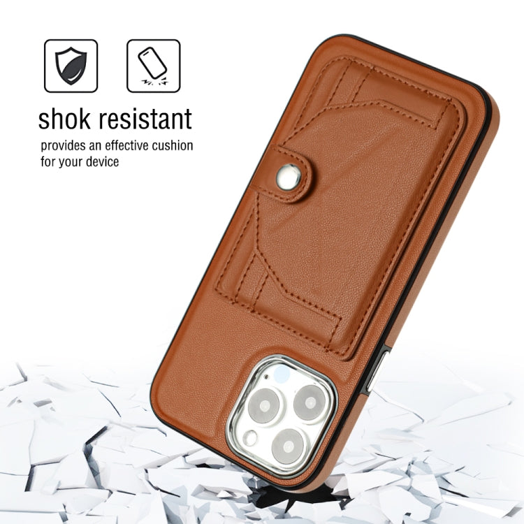 For iPhone 14 Pro Max Shockproof Leather Phone Case with Card Holder(Brown) - iPhone 14 Pro Max Cases by PMC Jewellery | Online Shopping South Africa | PMC Jewellery