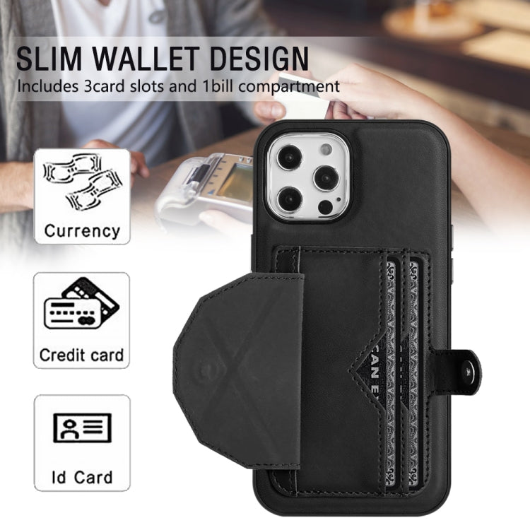 For iPhone 12 Pro Max Shockproof Leather Phone Case with Card Holder(Black) - iPhone 12 Pro Max Cases by PMC Jewellery | Online Shopping South Africa | PMC Jewellery